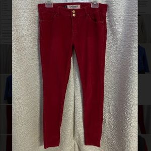 Red corduroy jeans